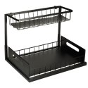 Organizer szafka półka kuchenna kosz pod zlew umywalkę wysuwana półka pojemnik 2-poziomowy metal Organizer szafka półka kuchenna kosz pod zlew umywalkę wysuwana półka pojemnik 2-poziomowy metal