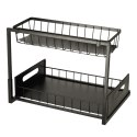 Organizer szafka półka kuchenna kosz pod zlew umywalkę wysuwana półka pojemnik 2-poziomowy metal Organizer szafka półka kuchenna kosz pod zlew umywalkę wysuwana półka pojemnik 2-poziomowy metal