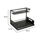 Organizer szafka półka kuchenna kosz pod zlew umywalkę wysuwana półka pojemnik 2-poziomowy metal Organizer szafka półka kuchenna kosz pod zlew umywalkę wysuwana półka pojemnik 2-poziomowy metal