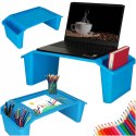 Stolik pod laptopa z organizerem podróżny samochodowy dla dzieci z kieszeniami śniadaniowy podstawka przenośny stabilny niebiesk Stolik pod laptopa z organizerem podróżny samochodowy dla dzieci z kieszeniami śniadaniowy podstawka przenośny stabilny niebiesk