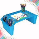 Stolik pod laptopa z organizerem podróżny samochodowy dla dzieci z kieszeniami śniadaniowy podstawka przenośny stabilny niebiesk Stolik pod laptopa z organizerem podróżny samochodowy dla dzieci z kieszeniami śniadaniowy podstawka przenośny stabilny niebiesk
