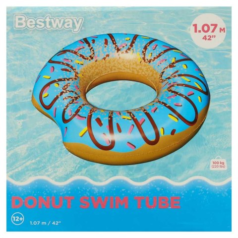 Kółko do pływania koło dmuchane BESTWAY 36118 donut niebieskie 107cm Kółko do pływania koło dmuchane BESTWAY 36118 donut niebieskie 107cm