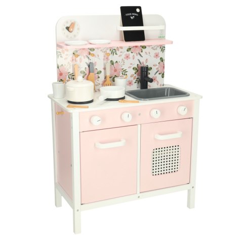 Kuchnia dla dzieci drewniana MDF Lulilo FLoro akcesoria różowa 82cm Kuchnia dla dzieci drewniana MDF Lulilo FLoro akcesoria różowa 82cm