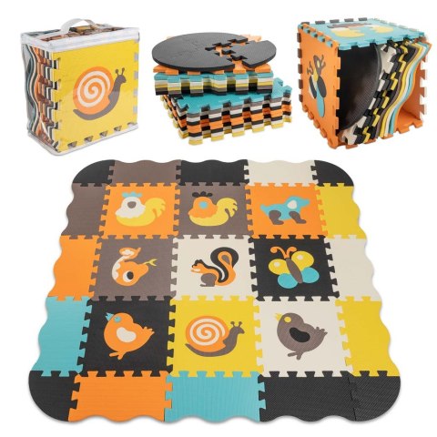 Mata edukacyjna piankowa puzzle zwierzątka kolorowa 114 x 114 cm 25 elementów folia Mata edukacyjna piankowa puzzle zwierzątka kolorowa 114 x 114 cm 25 elementów folia