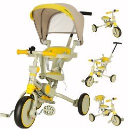 Rowerek trójkołowy TRIKE FIX V4 rower spacerówka rowerek biegowy 6w1 szary żółty