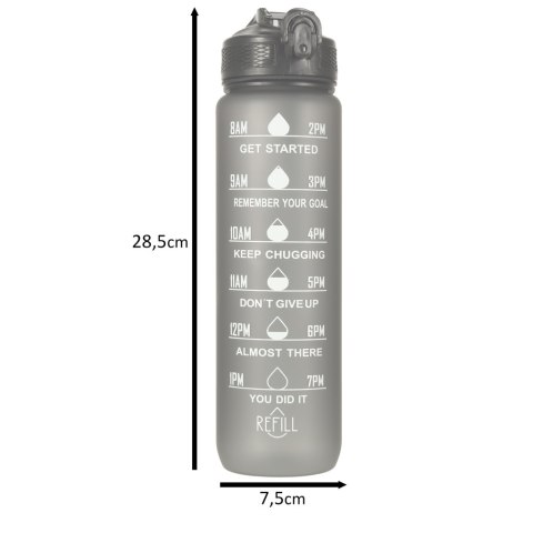 Butelka na wodę bidon ze słomką uchwytem miarką motywacyjną na siłownię BPA free Tritan 1l czarna Butelka na wodę bidon ze słomką uchwytem miarką motywacyjną na siłownię BPA free Tritan 1l czarna