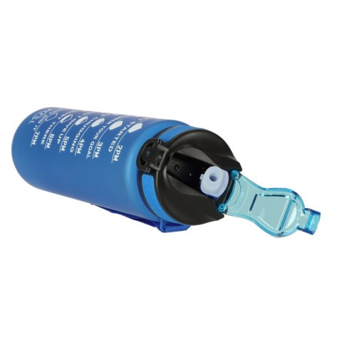 Butelka na wodę bidon ze słomką uchwytem miarką motywacyjną na siłownię BPA free Tritan 1l niebieska Butelka na wodę bidon ze słomką uchwytem miarką motywacyjną na siłownię BPA free Tritan 1l niebieska
