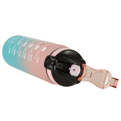 Butelka na wodę bidon ze słomką uchwytem miarką motywacyjną na siłownię BPA free Tritan 1l róż błękit Butelka na wodę bidon ze słomką uchwytem miarką motywacyjną na siłownię BPA free Tritan 1l róż błękit