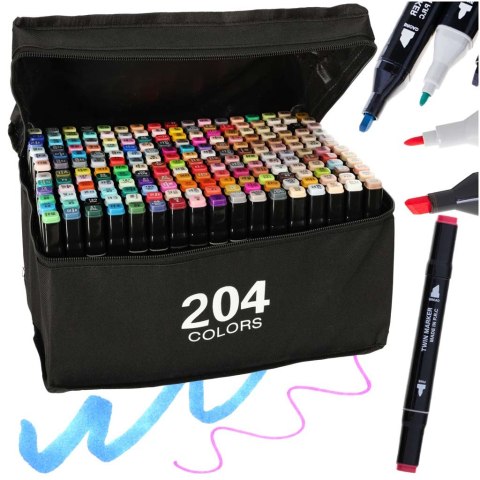 Markery dwustronne mazaki alkoholowe w etui 204 + podstawka Markery dwustronne mazaki alkoholowe w etui 204 + podstawka