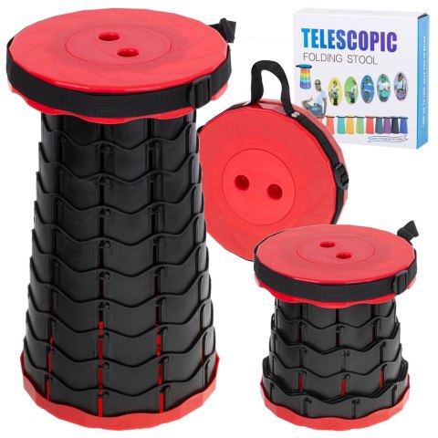 Krzesło składane taboret teleskopowy turystyczny przenośny czerwony 200kg Krzesło składane taboret teleskopowy turystyczny przenośny czerwony 200kg
