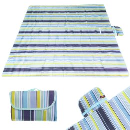 Mata plażowa wodoodporna koc piknikowy plażowy składany torba XXL 200x200cm niebieska