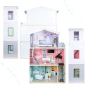 Domek dla lalek drewniany mebelki pastelowy 117cm Domek dla lalek drewniany mebelki pastelowy 117cm