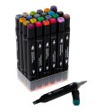 Markery dwustronne mazaki alkoholowe w etui 24 + podstawka Markery dwustronne mazaki alkoholowe w etui 24 + podstawka