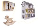 Domek dla lalek drewniany mebelki 70cm szary Domek dla lalek drewniany mebelki 70cm szary