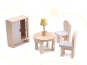 Domek dla lalek drewniany mebelki 70cm szary Domek dla lalek drewniany mebelki 70cm szary