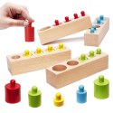 Odważniki cylindry drewniane gra układanka montessori kolorowe Odważniki cylindry drewniane gra układanka montessori kolorowe