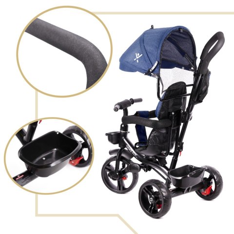 Rowerek trójkołowy Trike Fix Lite rower spacerówka 3w1 obracany 360 wolne koło granatowy Rowerek trójkołowy Trike Fix Lite rower spacerówka 3w1 obracany 360 wolne koło granatowy