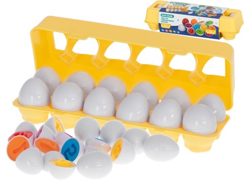 Układanka edukacyjna sorter dopasuj kształty cyferki jajka 12 sztuk Układanka edukacyjna sorter dopasuj kształty cyferki jajka 12 sztuk