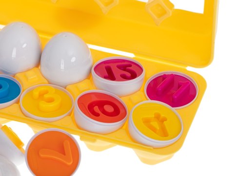Układanka edukacyjna sorter dopasuj kształty cyferki jajka 12 sztuk Układanka edukacyjna sorter dopasuj kształty cyferki jajka 12 sztuk