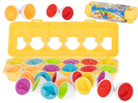 Układanka edukacyjna sorter dopasuj kształty owoce jajka 12 sztuk Układanka edukacyjna sorter dopasuj kształty owoce jajka 12 sztuk