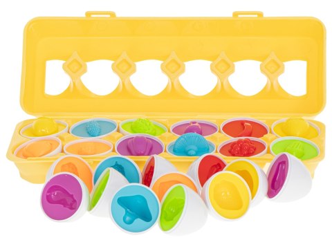 Układanka edukacyjna sorter dopasuj kształty owoce jajka 12 sztuk Układanka edukacyjna sorter dopasuj kształty owoce jajka 12 sztuk