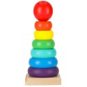 Wieża piramida piramidka drewniana do układania sorter kolorowy tęczowy 13cm Wieża piramida piramidka drewniana do układania sorter kolorowy tęczowy 13cm