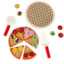 Pizza drewniany zestaw do zabawy na rzep akcesoria łopatka nóż talerz nauka krojenia 20cm Pizza drewniany zestaw do zabawy na rzep akcesoria łopatka nóż talerz nauka krojenia 20cm