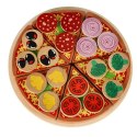 Pizza drewniany zestaw do zabawy na rzep akcesoria łopatka nóż talerz nauka krojenia 20cm Pizza drewniany zestaw do zabawy na rzep akcesoria łopatka nóż talerz nauka krojenia 20cm