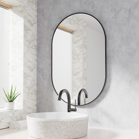 Lustro owalne 80x40cm czarna rama Lustro owalne 80x40cm czarna rama