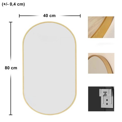 Lustro owalne 80x40cm złota rama Lustro owalne 80x40cm złota rama