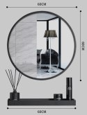 Lustro z półką 60cm czarne Lustro z półką 60cm czarne