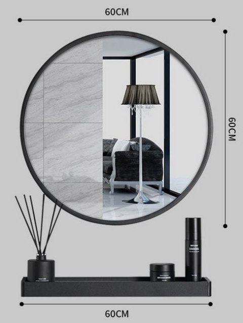 Lustro z półką 60cm czarne Lustro z półką 60cm czarne