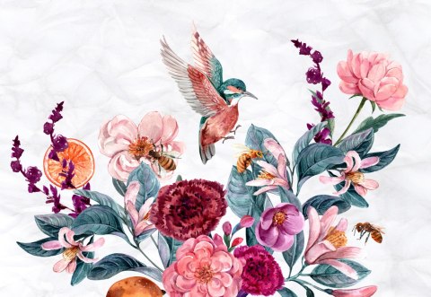 Fototapeta Akwarelowe Kolibry I Pszczoły Na Kwiatkach Fototapeta Akwarelowe Kolibry I Pszczoły Na Kwiatkach