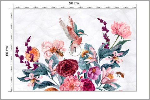 Fototapeta Akwarelowe Kolibry I Pszczoły Na Kwiatkach Fototapeta Akwarelowe Kolibry I Pszczoły Na Kwiatkach