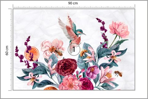 Fototapeta Akwarelowe Kolibry I Pszczoły Na Kwiatkach Fototapeta Akwarelowe Kolibry I Pszczoły Na Kwiatkach