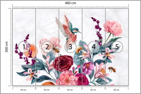 Fototapeta Akwarelowe Kolibry I Pszczoły Na Kwiatkach Fototapeta Akwarelowe Kolibry I Pszczoły Na Kwiatkach