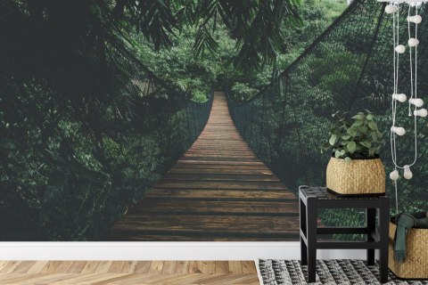 Fototapeta Wiszący Most W Lesie Fototapeta Wiszący Most W Lesie