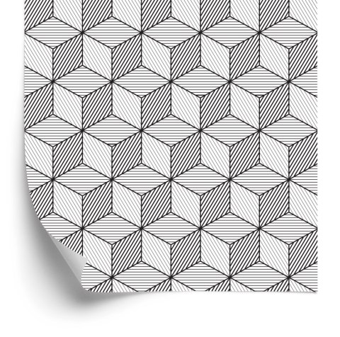 Tapeta Geometryczna-Czarno-Białe Sześciany Tapeta Geometryczna-Czarno-Białe Sześciany