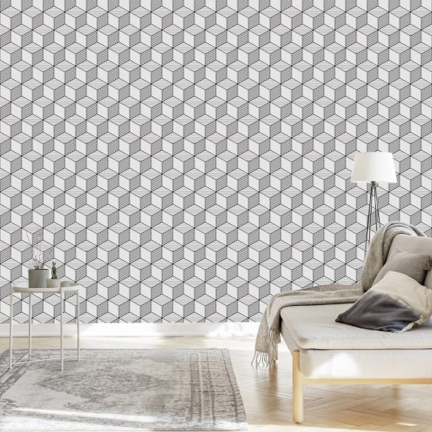 Tapeta Geometryczna-Czarno-Białe Sześciany Tapeta Geometryczna-Czarno-Białe Sześciany