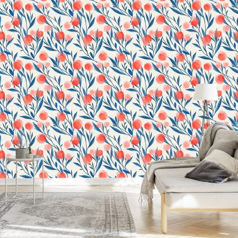 Tapeta Kolorowe Retro Kwiaty I Liście Tapeta Kolorowe Retro Kwiaty I Liście