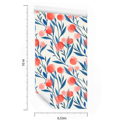 Tapeta Kolorowe Retro Kwiaty I Liście Tapeta Kolorowe Retro Kwiaty I Liście