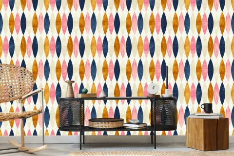 Tapeta Retro Wzory W Pastelowych Barwach Tapeta Retro Wzory W Pastelowych Barwach