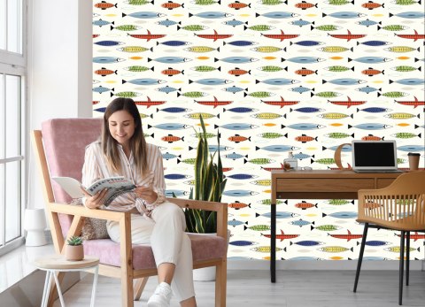 Tapeta Ryby W Stylu Skandynawskim, Pokój Dziecięcy Tapeta Ryby W Stylu Skandynawskim, Pokój Dziecięcy