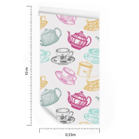 Tapeta Do Kuchni - Zestaw Do Herbaty Vintage Tapeta Do Kuchni - Zestaw Do Herbaty Vintage