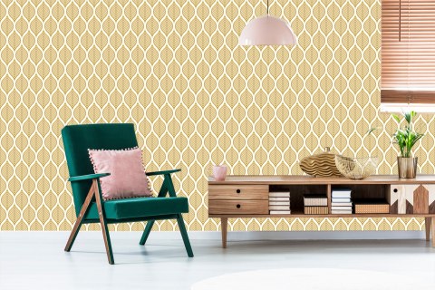 Tapeta Retro - Piękne Geometryczne Liście Tapeta Retro - Piękne Geometryczne Liście