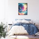 Plakat Wieloczęściowy Tropikalna Plaża I Abstrakcyjna Planeta Krajobraz Rama Aluminiowa Kolor Czarny