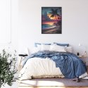 Plakat Wieloczęściowy Tropikalna Plaża I Kolorowy Zachód Słońca Rama Aluminiowa Kolor Czarny