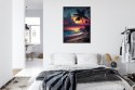 Plakat Wieloczęściowy Tropikalna Plaża I Kolorowy Zachód Słońca Rama Aluminiowa Kolor Czarny