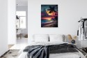 Plakat Wieloczęściowy Tropikalna Plaża I Kolorowy Zachód Słońca Rama Aluminiowa Kolor Czarny
