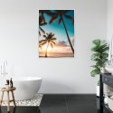 Plakat Wieloczęściowy Tropikalna Plaża Z Palmami O Zachodzie Słońca Rama Aluminiowa Kolor Czarny